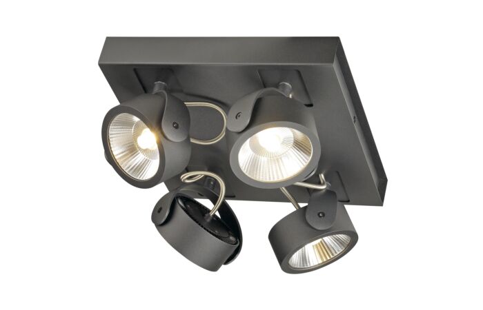 SLV Svítidlo LED KALU 4 square 60W 4000lm 3000K 60 ° nástěnné typ 4x reflektor IP20 černá