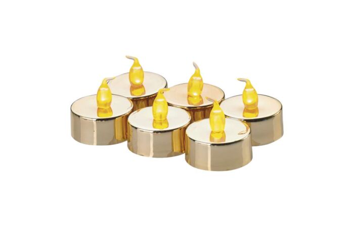 EMOS Dekorace svíčka 6xLED 0,06W 6xCR2032 čajová IP20 vintage zlatá 6ks