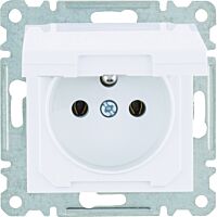 HAGER Zásuvka LUMINA WL1120 16A 250V se zemnícím kolíkem a víčkem IP20 bílá lesk