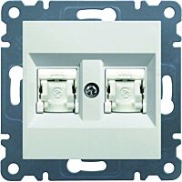 HAGER Zásuvka LUMINA WL2160 datová 2xRJ CAT6 UTP IP20 bílá lesk