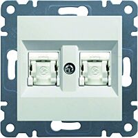 HAGER Zásuvka LUMINA WL2120 datová 2xRJ CAT5E UTP IP20 bílá lesk