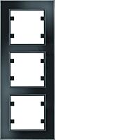 HAGER Rámeček LUMINA Passion WL9131 3násobný svislý IP20 černé sklo