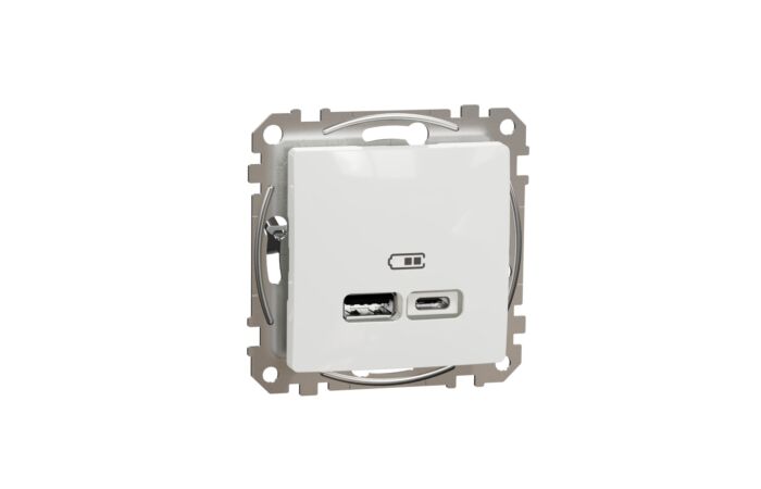 SCHNEIDER Sedna Design & Elements Dvojitá USB A+C nabíječka 2.4A bílá