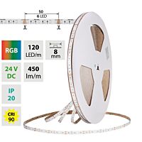 MCLED Pásek SMD2835 RGB, 120LED/m, 14,4W/m, DC 24V, 450lm/m, IP20, 8mm, 50m
