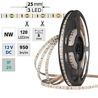 MCLED Pásek LED SMD2835 NW, 120LED/m, 9,6W/m, DC 12V, 880lm/m, CRI90, IP20, 8mm, 50m
