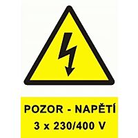 Tab."POZOR NAPĚTÍ 3x230/400V" A4 F