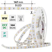 MCLED Pásek LED SMD5050 WW, 30LED/m, 8,5W/m, 504lm/m, IP20, DC 24V, 10mm, 5m