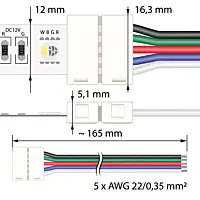 MCLED Konektor ML-112.003.21.6 připojovací RGBW LED pásků šíře 12mm, 5 pinů