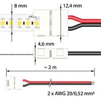 MCLED Konektor ML-112.004.21.3 připojovací, jednobarevných LED pásků šíře 8 mm, 2 piny, délka 2m, 20AWG, pro 120x3528