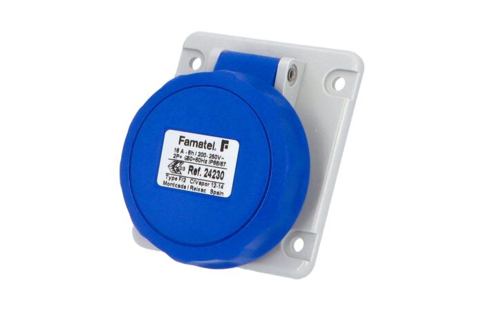 FAMATEL Zásuvka 16/230V 3-pól IP67 vestavná šikmá