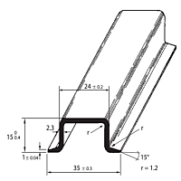 SCHMACHTL Lišta DIN 35x15 TS neperforovaná zesílená pozink pasivovaná 2000mm