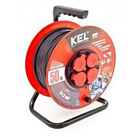 KEL Přívod prodlužovací 25m zásuvky 4x 230V/16A s bubnem IP44 černá (H07RR-F 3x1,5)