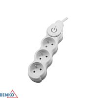 BEMKO Přívod prodlužovací 1,5m  3zásuvka 250V/16A  s vypínačem IP20 bílá