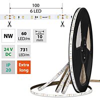 MCLED Pásek LED SMD2835 NW, 60LED/m, 7,2W/m, DC 24V, 641lm/m, CRI90, IP20, 10mm, 50m