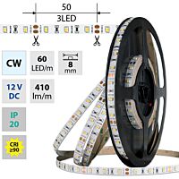 MCLED Pásek LED SMD2835 CW, 60LED/m, 4,8W/m, DC 12V, 410lm/m, CRI90, IP20, 8mm, 50m