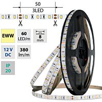 MCLED Pásek LED SMD2835 EWW, 60LED/m, 4,8W/m, DC 12V, 380lm/m, CRI90, IP20, 8mm, 50m