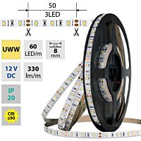 MCLED Pásek LED SMD2835 UWW, 60LED/m, 4,8W/m, DC 12V, 330lm/m, CRI90, IP20, 8mm, 50m