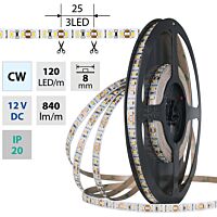 MCLED Pásek LED SMD2835 CW, 120LED/m, 9,6W/m, DC 12V, 840lm/m, CRI90, IP20, 8mm, 5m