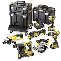 DeWALT  Sada DCD796+DCF887+DCS391+DCS355+DCH273+DCG412 / AKU bezuhlíková kombo sada nářadí