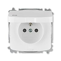 ABB TANGO Zásuvka 5519A-A02997 B jednonásobná s clonkami, s víčkem, IP44, bezšroubové svorky, bílá