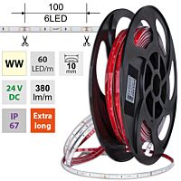 MCLED Pásek LED SMD2835 WW, 60LED/m, 4,8W/m, DC 24V, 380lm/m, CRI90, IP67, 10mm, 50m