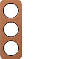 Rámeček 3-násobný, Berker R.1, hnědá kůž