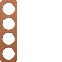 Rámeček 4-násobný, Berker R.1, hnědá kůž