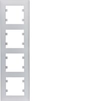 HAGER Rámeček LUMINA Intense WL5642 4násobný svislý IP20 stříbrná mat