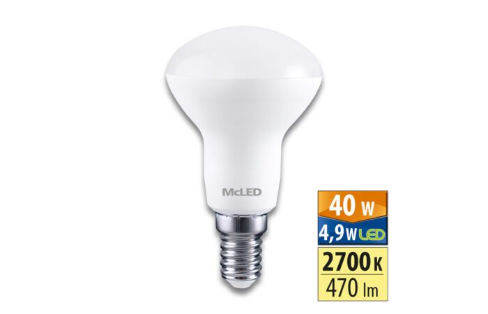 MCLED Žárovka  LED 4,9W-40 E14 CRI80 R63 600lm 2700K úhel 120°