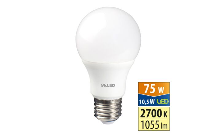 MCLED Žárovka LED 10,5W-75 E27 1055lm 2700K úhel 200°
