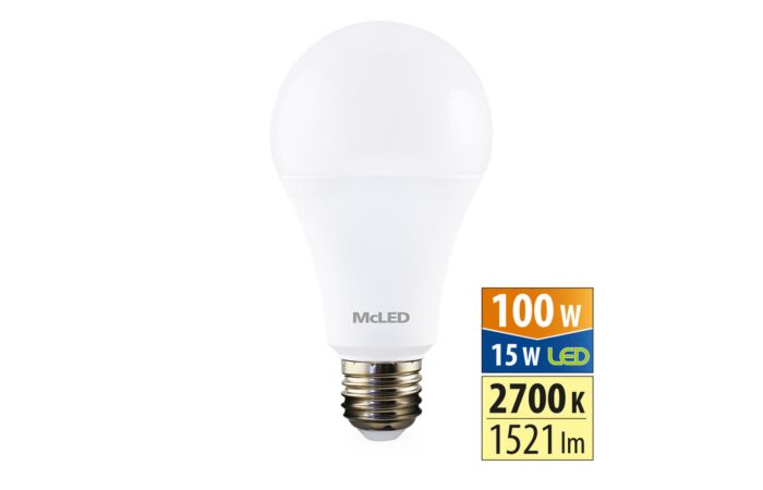 MCLED Žárovka LED 15W-100 E27 1521lm 2700K úhel 200°