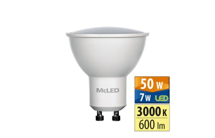 MCLED Žárovka LED 7W-50 GU10 3000K 100°