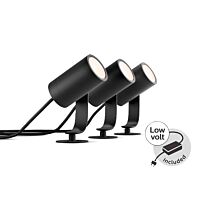 HUE Svítidlo LED LILY SET 3ks 8W 650lm s adaptérem IP65 černá