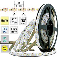 MCLED Pásek LED SMD2835 EWW, 120LED/m, 14W/m, 1120lm/m, IP20, DC 12V, 10mm, 5m