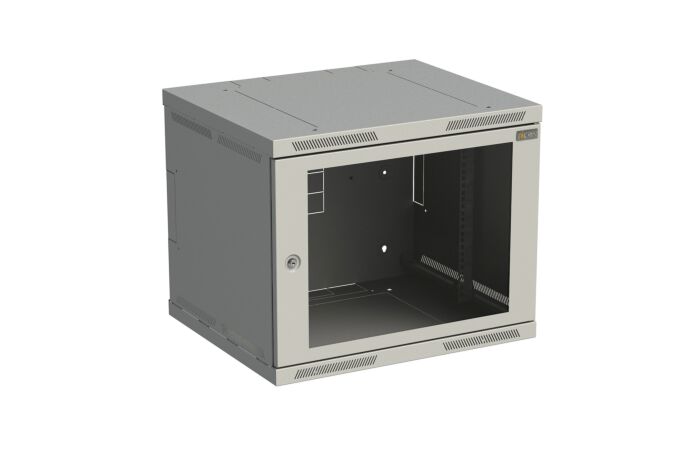 SOLARIX Rozvaděč nástěnný SENSA 9U 500mm, dveře sklo, RAL 7035, SENSA-9U-65-11-G