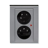 ABB LEVIT Dvojzásuvka 5593H-C02357 69 s ochranou před přepětím , IP40, ocelová/kouřová černá