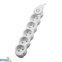 BEMKO Přívod prodlužovací 3m  5zásuvka 250V/16A s vypínačem IP20 bílá