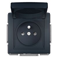 SCHNEIDER  Asfora Zásuvka 2P+PE, clonky, IP44, antracit