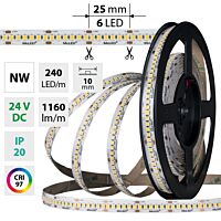 MCLED Pásek LED SMD2835 NW, 240LED/m, 14,4W/m, DC 24V, 1160lm/m, CRI97, IP20, 10mm, 50m