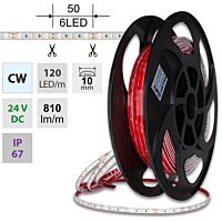 MCLED Pásek LED SMD2835 CW, 120LED/m, 9,6W/m, DC 24V, 810lm/m, CRI90, IP67, 10mm, 50m