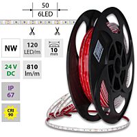 MCLED Pásek LED SMD2835 NW, 120LED/m, 9,6W/m, DC 24V, 810lm/m, CRI90, IP67, 10mm, 50m