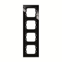 ABB BUSCH AXCENT Rámeček 2CKA001754A4803 čtyřnásobný, pro vodorovnou i svislou montáž, černé sklo