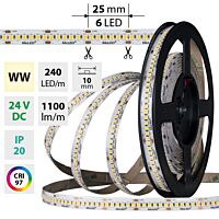 MCLED Pásek LED SMD2835 WW, 240LED/m, 14,4W/m, DC 24V, 1100lm/m, CRI97, IP20, 10mm, 5m