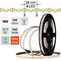 MCLED Pásek LED SMD2835 NW, 240LED/m, 6W/m, DC 24V, 540lm/m, CRI90, IP20, 8mm, 50m