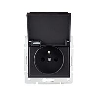 KANLUX Zásuvka LOGI 02-1561-142 cm 16A 250AC  pod omítku IP44 černá matná