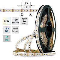 MCLED Pásek LED SMD3527 dual white EWW-CW, 120LED/m, 19,2W/m, 1605lm/m, IP20, DC 12V, 10mm, 50m