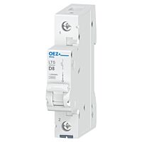 OEZ Jistič In 8 A, Ue AC 230/400 V / DC 60 V, charakteristika D, 1pól, Icn 10 kA  typ LTS-8D-1