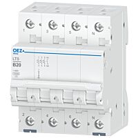 OEZ Jistič In 20 A, Ue AC 230/400 V / DC 180 V, charakteristika B, 3+N-pól, Icn 10 kA  typ LTS-20B-3N