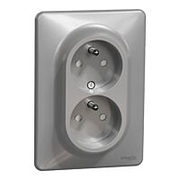 SCHNEIDER Sedna Design & Elements Zásuvka dvojnásobná 230V 16A alu