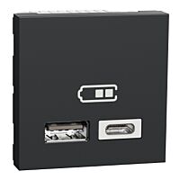 SCHNEIDER Zásuvka Unica - Dvojitý nabíjecí USB konektor A+C 2.4A, 2M, Antracit